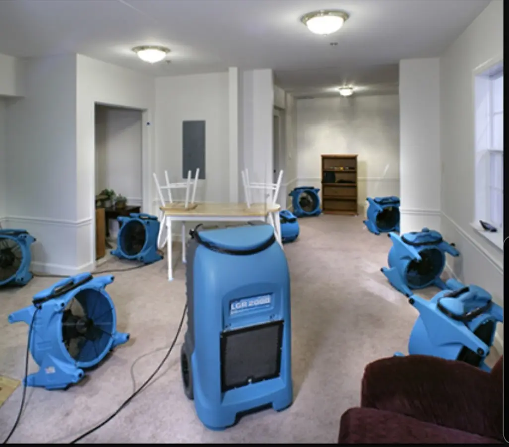 Air movers and dehumidifier setup for Water Extraction & Removal in Brewton